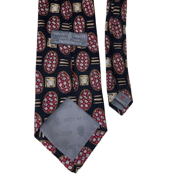 Robert Talbott Best of Class Jacobson's Black Red Gold Italian Silk Handsewn Tie - Picture 8 of 9